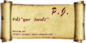 Páger Jenő névjegykártya